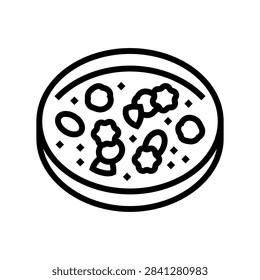 close up of pollen grains under microscope line icon vector. close up of pollen grains under microscope sign. isolated contour symbol black illustration