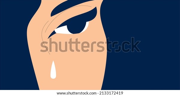 Close Portrait Crying Woman Eye Tear Stock Vector Royalty Free 2133172419 Shutterstock 8910