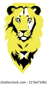 close up portrait of lion with cartoon effect.
