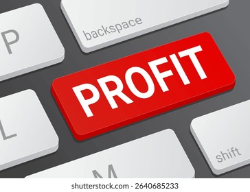 Close up Profit Button on Computer Keyboard with White Text for Business Finance Marketing and Digital Interface Concept Illustration