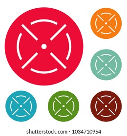Close radar icons circle set vector isolated on white background