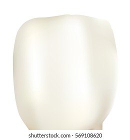 Close up realistic tooth crown. Requiring dental whitening. For dentistry. Vector isolated illustration.