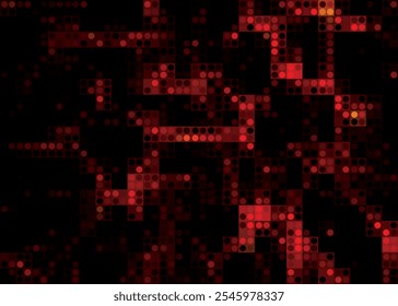 Close de uma imagem vermelha e preta com muitos pontos. A imagem é abstrata e tem uma sensação futurista