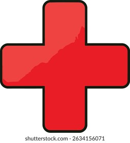Close Up Red Cross Symbol White Background Medical Emergency Healthcare Aid