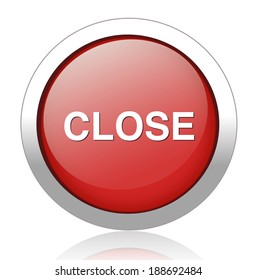 close red glossy icon on white background