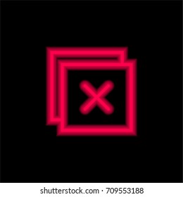 Close red glowing neon ui ux icon. Glowing sign logo vector