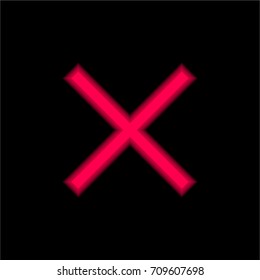 Close red glowing neon ui ux icon. Glowing sign logo vector