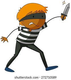 Close Robber Carrying Knife Stock Vector (Royalty Free) 272710589 ...