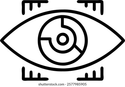 Close up of robotic eye scanning medical data concept as A macro image of a robotic eye with reflections of medical data and codes symbolizing the analytical capabilities of AI in