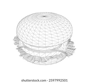 A close up of a sandwich with a white background. 3D