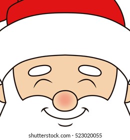 Close up of satisfied Santa Claus. For Christmas greeting cards, invites, party decorations, stickers, tags. Christmas vector illustration. 