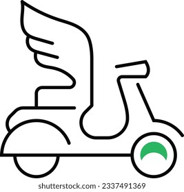 a close up of a scooter with a wing on the front