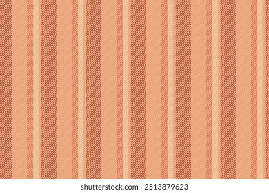 Feche o tecido de tecido sem costura, sobre o padrão vetorial vertical. Linhas de textura da mobília listram o fundo na paleta de cores laranja e vermelha.