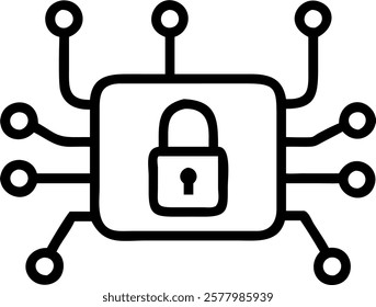 Close up of secure AI neural network with copy space concept as A close up of a secure AI neural network diagram on a digital screen emphasizing the integration of artificial intel