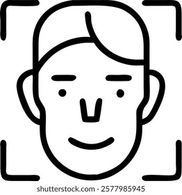 Close up of secure biometric facial recognition with copy space concept as A close up of a secure biometric facial recognition system scanning a face emphasizing the use of facial