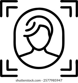 Close up of secure biometric verification system with copy space concept as A close up shot of a secure biometric verification system capturing facial recognition data emphasizing