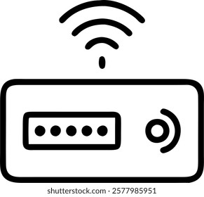 Close up of secure digital access point with encrypted touch screen and copy space concept as A close up shot of a secure digital access point featuring an encrypted touch screen e