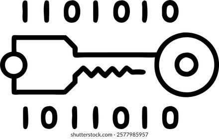 Close up of secure digital key with encrypted codes and copy space concept as A close up shot of a secure digital key surrounded by encrypted codes on a digital interface emphasizi