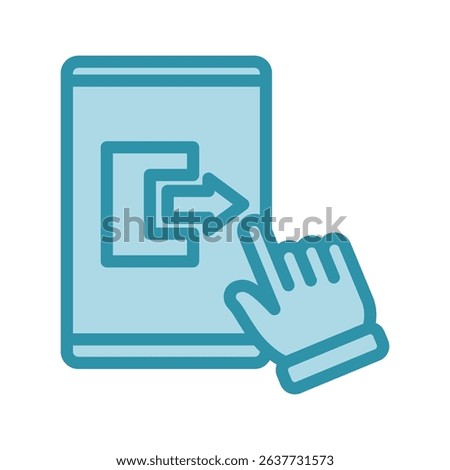 Close Session dual tone blue color, mini illustration icon. use for modern concept, print, UI, UX kit, web and app development. Vector related to account management, ecommerce, banking and finance.
