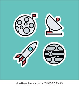 A close up of a set of four different stickers suitable for adding variety to designs, enhancing visual content, and creating eye-catching digital and print materials.
