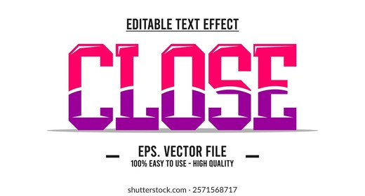 Close shop typography word art illustration, poster, editable text effect, file EPS