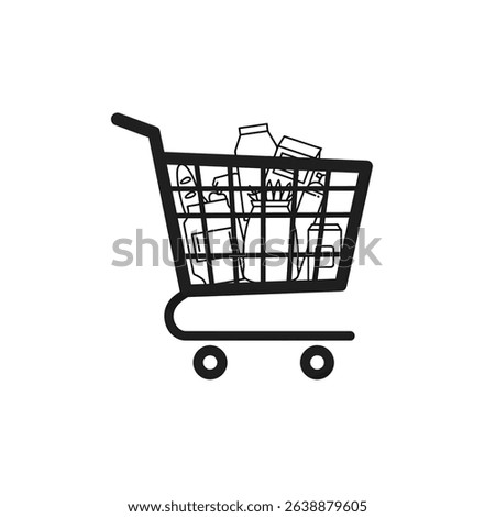 Close Up Shopping Cart Filled with Groceries Retail Consumerism Abundance