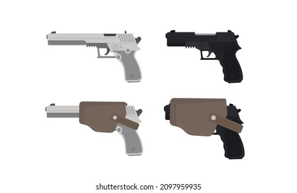 close up shot of different guns on white