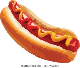 A close up shot of a grilled hot dog in a soft bun topped with yellow mustard Perfect for food blogs or restaurant menus
