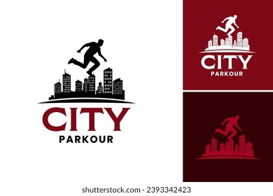 A close up shot of a person performing a dynamic parkour jump over the urban cityscape, suitable for action, fitness, and urban sports-themed designs and projects.