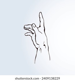 Close up side view blame want element set. Light backdrop paper text space. Outline black ink pen drawn old lady thumb nail pictogram emblem concept design. Retro art doodle pencil engrave print style