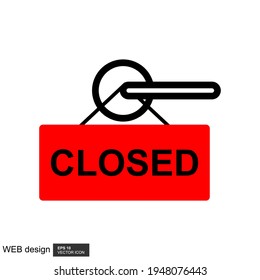 Cerrar icono de signo. Señal de puerta cerrada del vector. Vector de icono cerrado aislado en fondo blanco. Cierre el icono de la línea de signos para sitios web, aplicaciones móviles y gráficos de información. Ilustración vectorial de línea plana
