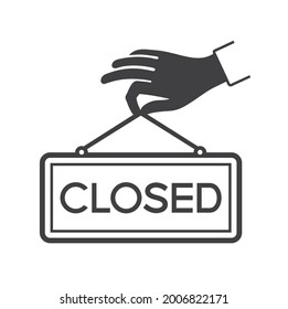ilustración de signo de cierre e ilustración de mano.