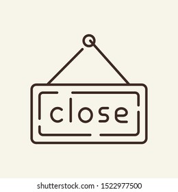 Close sign line icon. Tablet, text, closing. Restaurant business concept. Vector illustration can be used for topics like business, catering trade, cuisine