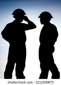 close up silhouette of construction workers