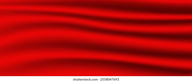  close up silk top view vector background. Elegant and soft royal backdrop of shine flowing surface. Red luxurious background design.