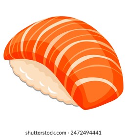 Un primer plano de una sola pieza de sushi colocado sobre un fondo blanco