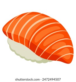 Eine Nahaufnahme eines einzigen Stücks Sushi auf einem weißen Hintergrund