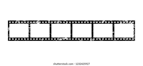 Close up six frames of classical 35 mm film strip isolated on white background