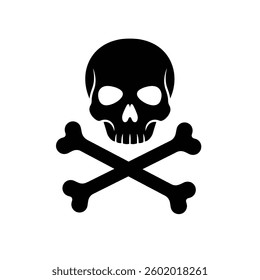 A Close up of a Skull and Crossbones on a White Background.
