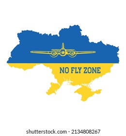 Cierra el cielo por la pancarta del mapa gráfico de Ucrania. Zona de exclusión aérea sobre Ucrania. Ilustración conceptual vectorial
