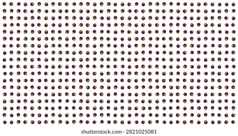 close up of small dark red round berries uniformly arranged in a precise grid pattern on a clean white surface