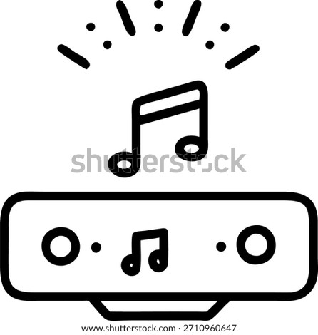 Close up of smart speaker projecting holographic music notes concept as A macro shot captures a smart speaker on a shelf projecting holographic music notes into the air. The camera focuses on the device and the holographic display illustrating the fusion of entertainment and advanced technology in a cozy living room. in Photo Stock Concept , copy space for advertisement or banner with Photo Realistic as high Quality Detail --ar 7:2