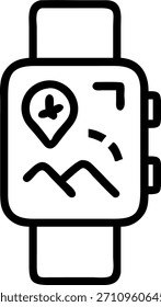 Primer plano del concepto de mapa de holograma de proyección de reloj inteligente como Macro Imagen de un reloj inteligente que proyecta un mapa holográfico para la planificación de rutas La cámara se enfoca en la proyección y los detalles del reloj que representan los hitos de navegación en la tecnología de ejercicios en los EE. UU. en Photo Stock Concept, espacio de copia para publicidad o Anuncio con Photo Realistic como detalle de alta calidad --ar 7:2