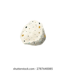 Close up of a speckled white rock fragment showing texture and color details