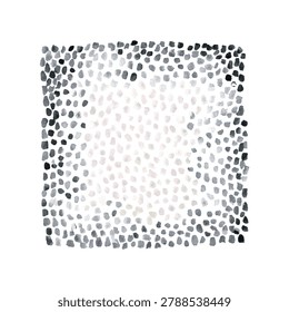 Close up of a square frame formed by grayscale dots creating a dotted pattern