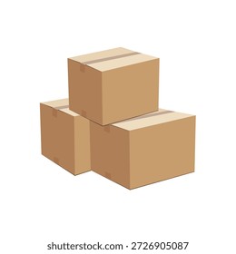 Close Up of Stacked Cardboard Boxes on White Background
