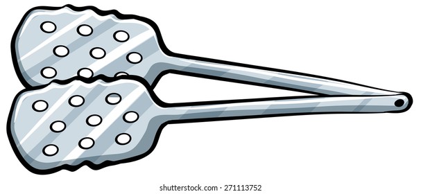 Close up stainless steel tongs