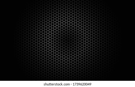 Close up steel hexagon background. Dark tone silver metallic wallpaper. stainless backdrop. 