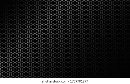 Close up steel hexagon background. Dark tone silver metallic wallpaper. stainless backdrop. 