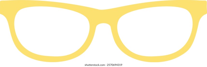 Close up of stylish yellow thick rimmed eyeglasses isolated on a white background, representing fashion, vision correction, and personal style